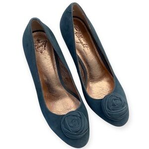 ANTHROPOLOGIE | MISS ALLBRIGHT Blue Suede Melia Rose Heels